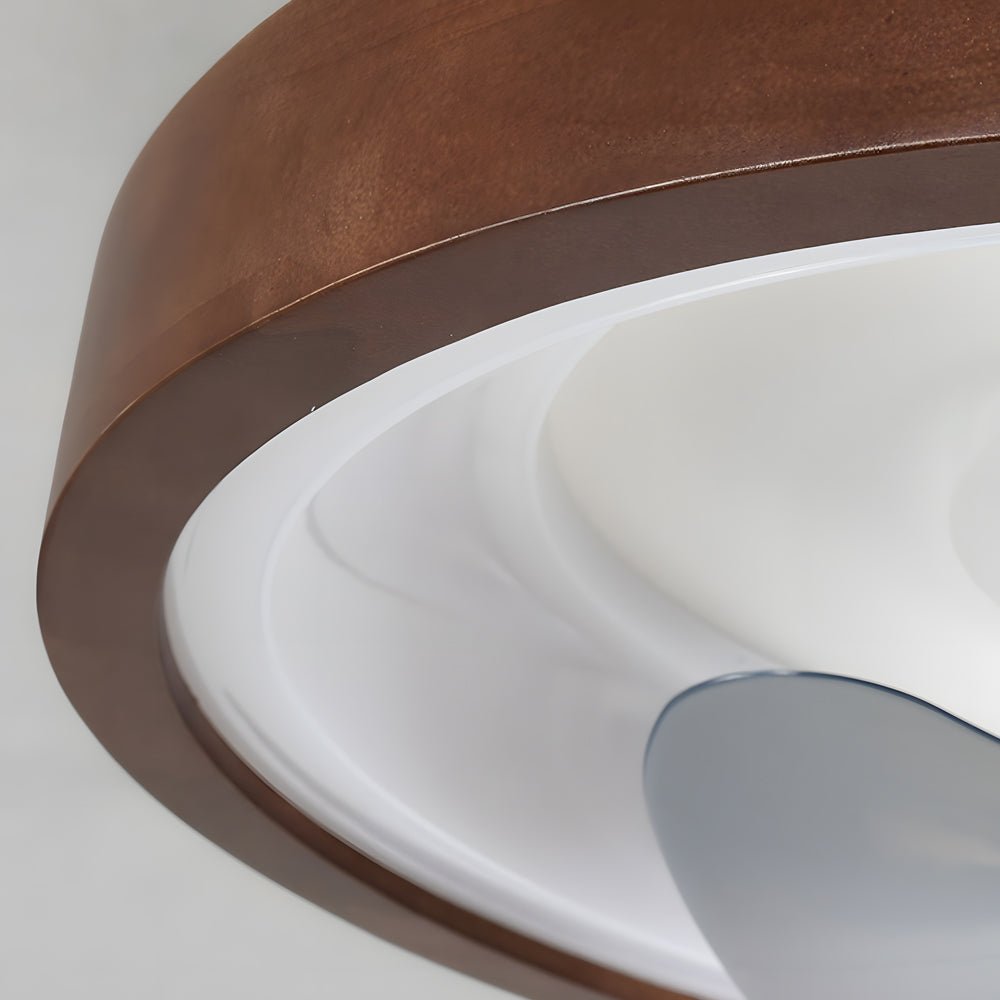 19.7" Walnut LED Flush Mount Ceiling Fan with Remote – 6-Speed Low Profile Comfort