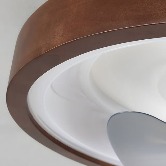 19.7" Walnut LED Flush Mount Ceiling Fan with Remote – 6-Speed Low Profile Comfort