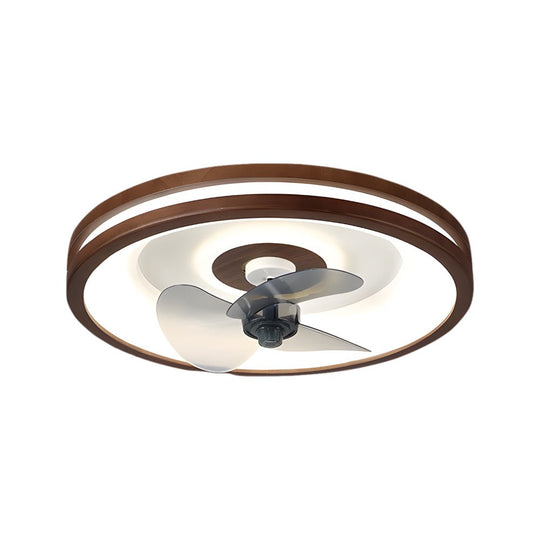 19.7" Walnut LED Flush Mount Ceiling Fan with Remote – 6-Speed Low Profile Comfort