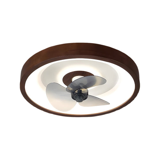 19.7" Walnut LED Flush Mount Ceiling Fan with Remote – 6-Speed Low Profile Comfort