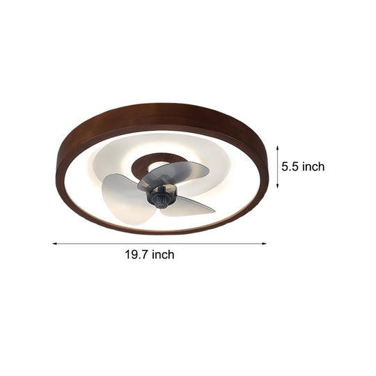 19.7" Walnut LED Flush Mount Ceiling Fan with Remote – 6-Speed Low Profile Comfort