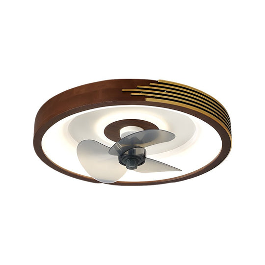19.7" Walnut LED Flush Mount Ceiling Fan with Remote – 6-Speed Low Profile Comfort