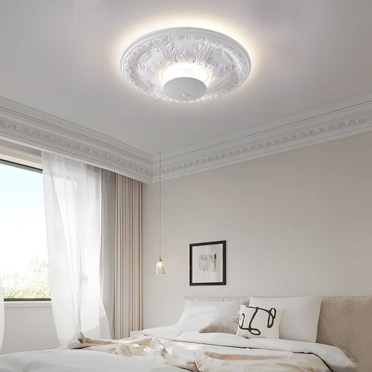 19.7-Inch Round Gypsum Relief Dimmable LED Ceiling Light