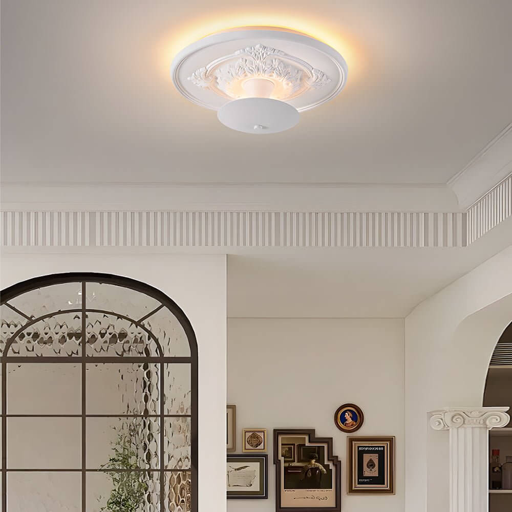 19.7-Inch Round Gypsum Relief Dimmable LED Ceiling Light