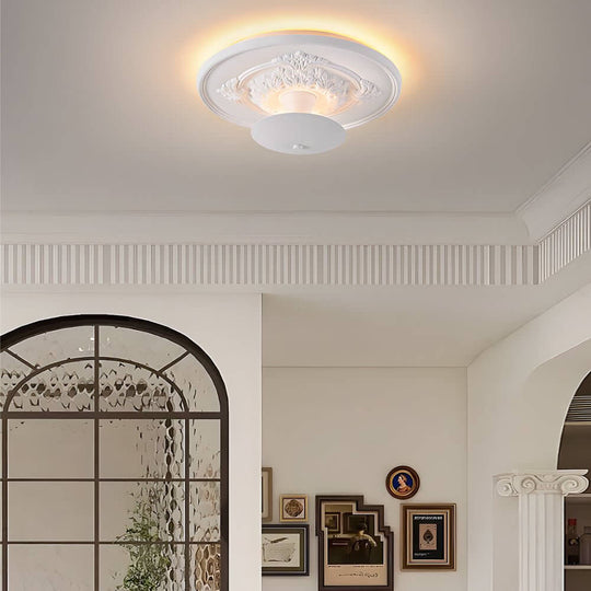 19.7-Inch Round Gypsum Relief Dimmable LED Ceiling Light