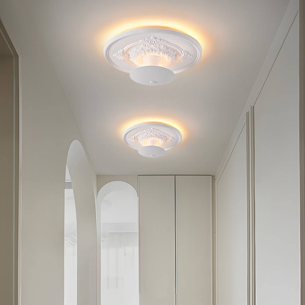 19.7-Inch Round Gypsum Relief Dimmable LED Ceiling Light