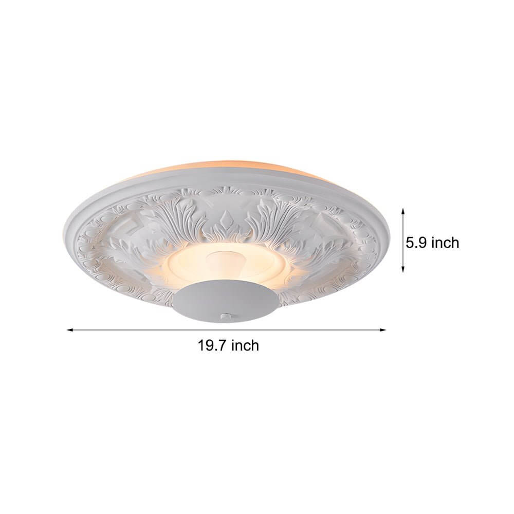 19.7-Inch Round Gypsum Relief Dimmable LED Ceiling Light