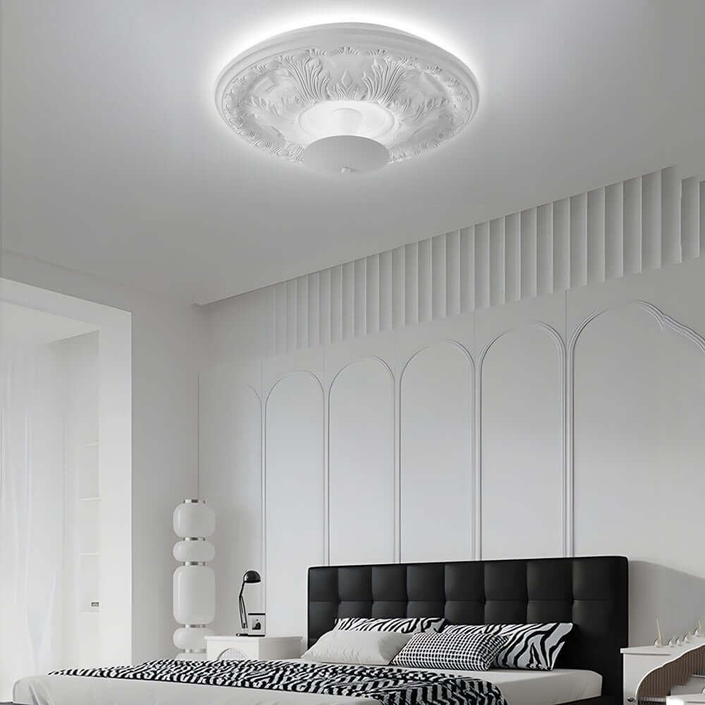 19.7-Inch Round Gypsum Relief Dimmable LED Ceiling Light