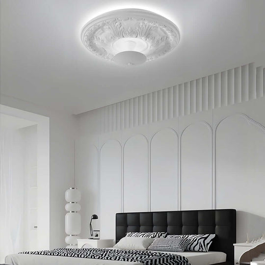 19.7-Inch Round Gypsum Relief Dimmable LED Ceiling Light