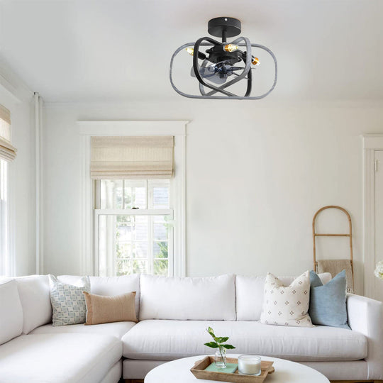 Retro Rustic Bladeless Ceiling Fan Light with Remote