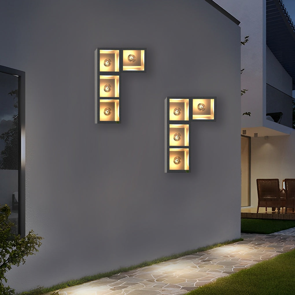 Waterproof Creative Square Combination Wall Lamp with Flowerpot