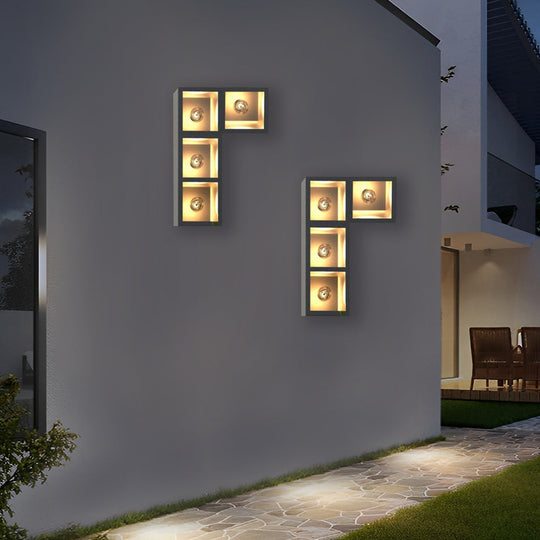 Waterproof Creative Square Combination Wall Lamp with Flowerpot