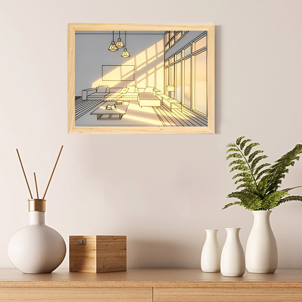 Wooden Frame Touch Control Dimmable LED Night Light