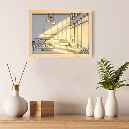 Wooden Frame Touch Control Dimmable LED Night Light