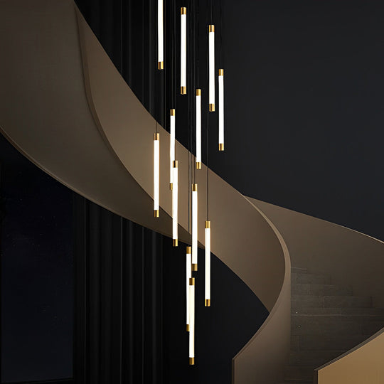 Spiral Creative Long Tube LED Modern Duplex Staircase Chandelier Ceiling Light