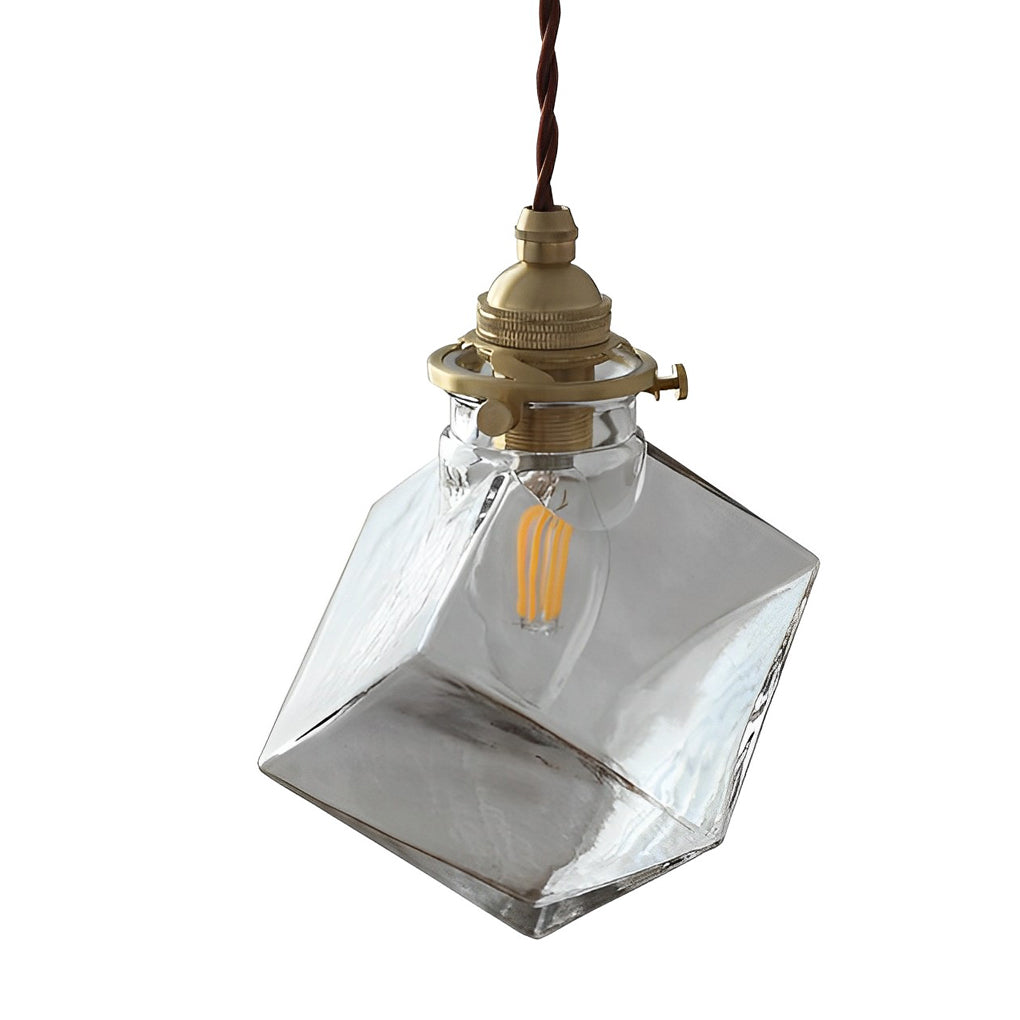 Square Transparent Glass Modern Pendant Light for Kitchen Island