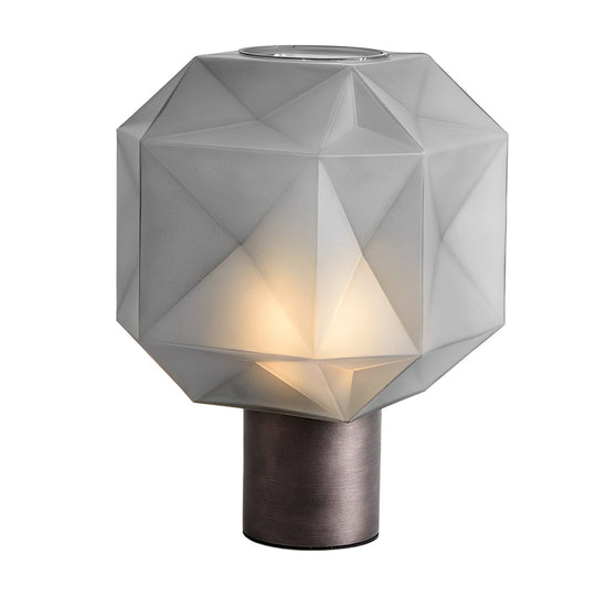 1-Light Cylinder Base Smoke Glass Orb Modern Table Lamp