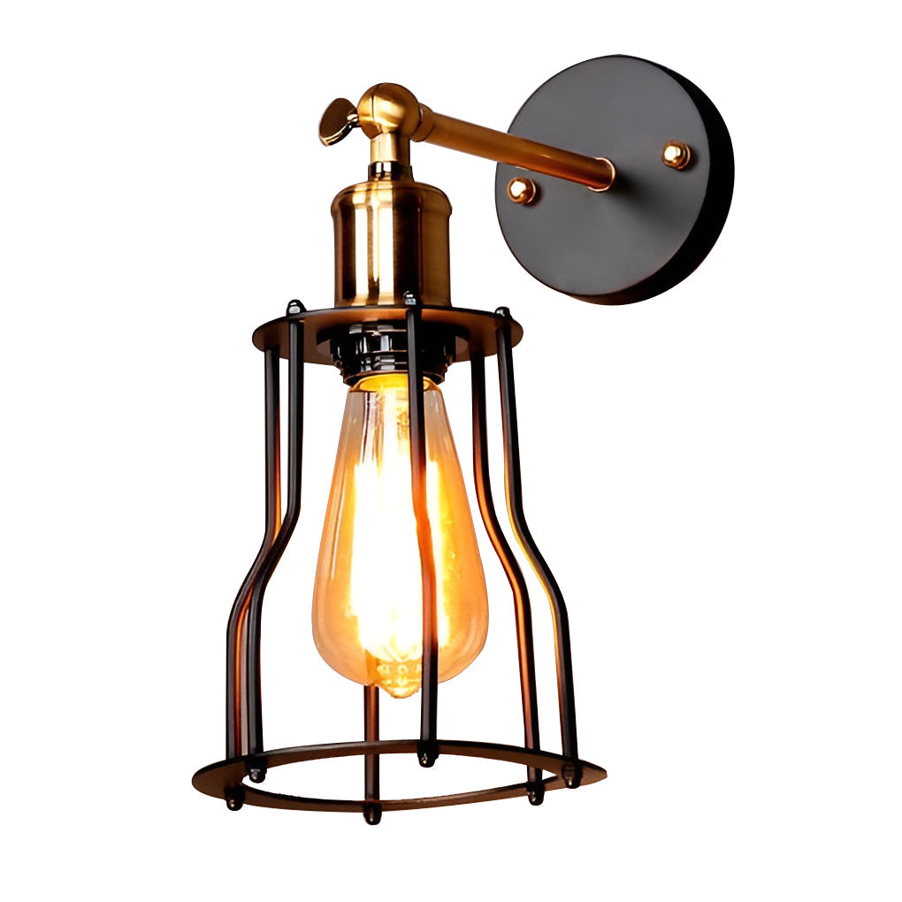 Adjustable Retro Iron E27 Waterproof Industrial Plug-in Wall Sconce
