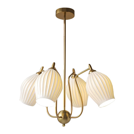 4 Lights Ceramic Flower-Shaped Warm Light Modern Ceiling Light