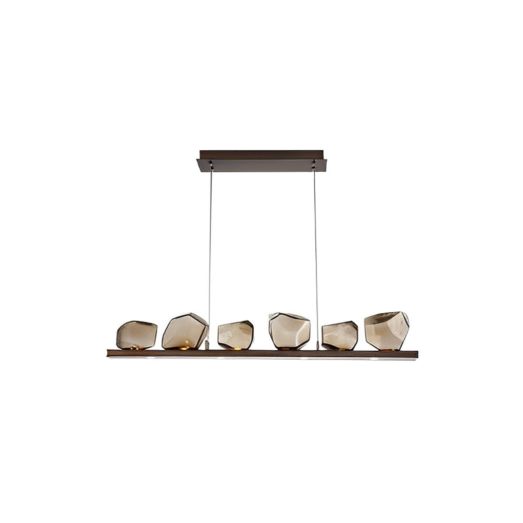 Irregular Cognac Glass Shade Modern LED Chandelier