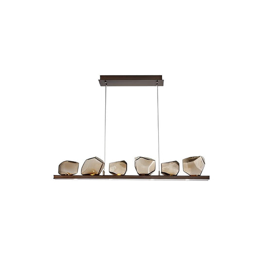 Irregular Cognac Glass Shade Modern LED Chandelier