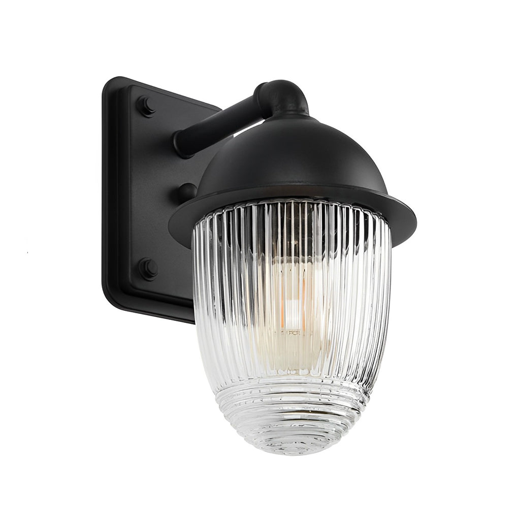 Waterproof Glass Ball Matte Black Outdoor Wall Lamp