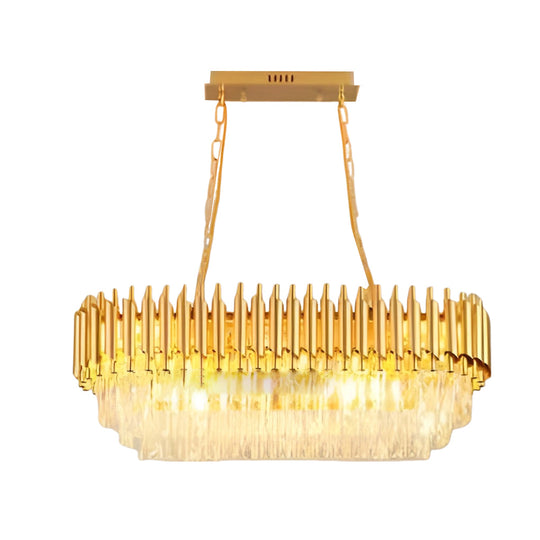 Round Oval Crystal Three Step Dimming Luxury Post Modern Chandelier