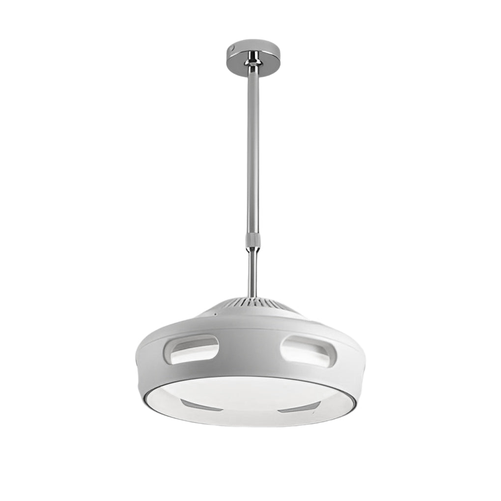 Smart White Bladeless Ceiling Fan with Stepless Dimming LED and Remote Control