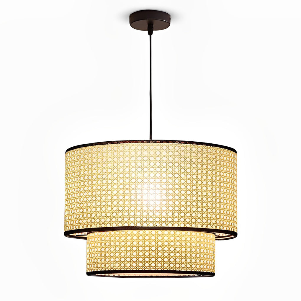 Farmhouse Round Bamboo Hanging Pendant Light – Kitchen & Dining Room Ceiling Fixture