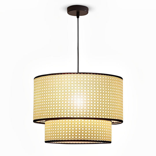 Farmhouse Round Bamboo Hanging Pendant Light – Kitchen & Dining Room Ceiling Fixture