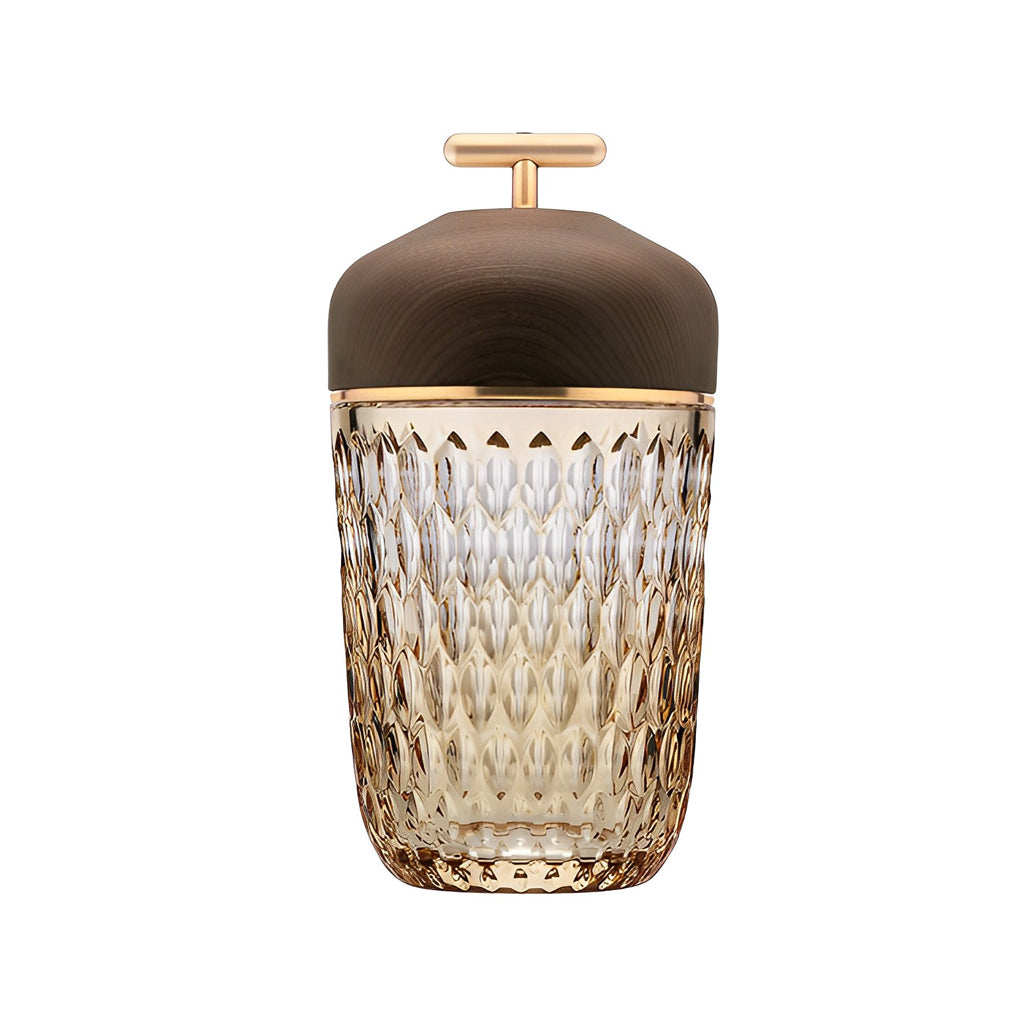 Cup-Shape Crystal Glass Table Lamp with Ambient LED Lighting