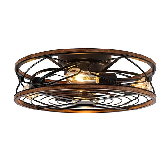 Vintage Industrial Bladeless Ceiling Fan Light with Timer