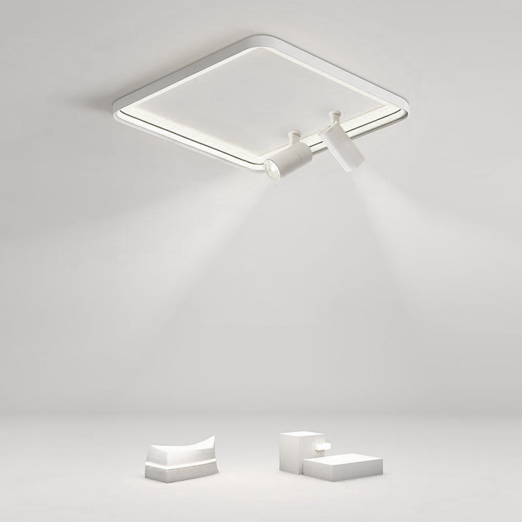 16'' Square Dimmable Flush Mount LED Light with 2 Adjustable Spotlights