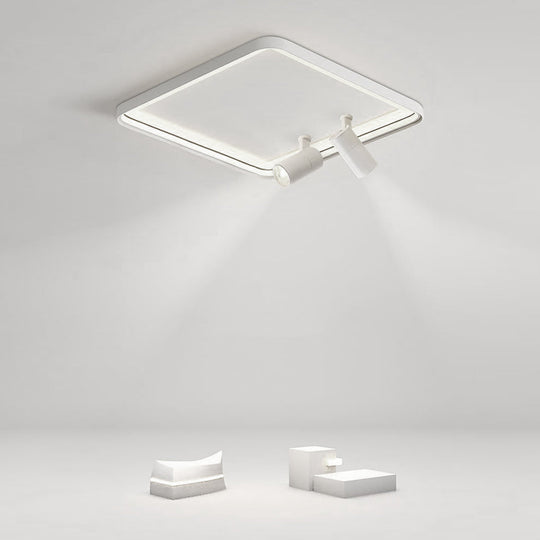 16'' Square Dimmable Flush Mount LED Light with 2 Adjustable Spotlights