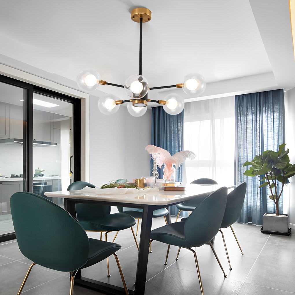 6-Light LED Glass & Metal Modern Chandelier for Kitchen Island Lighting