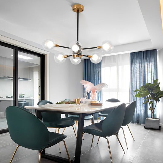 6-Light LED Glass & Metal Modern Chandelier for Kitchen Island Lighting