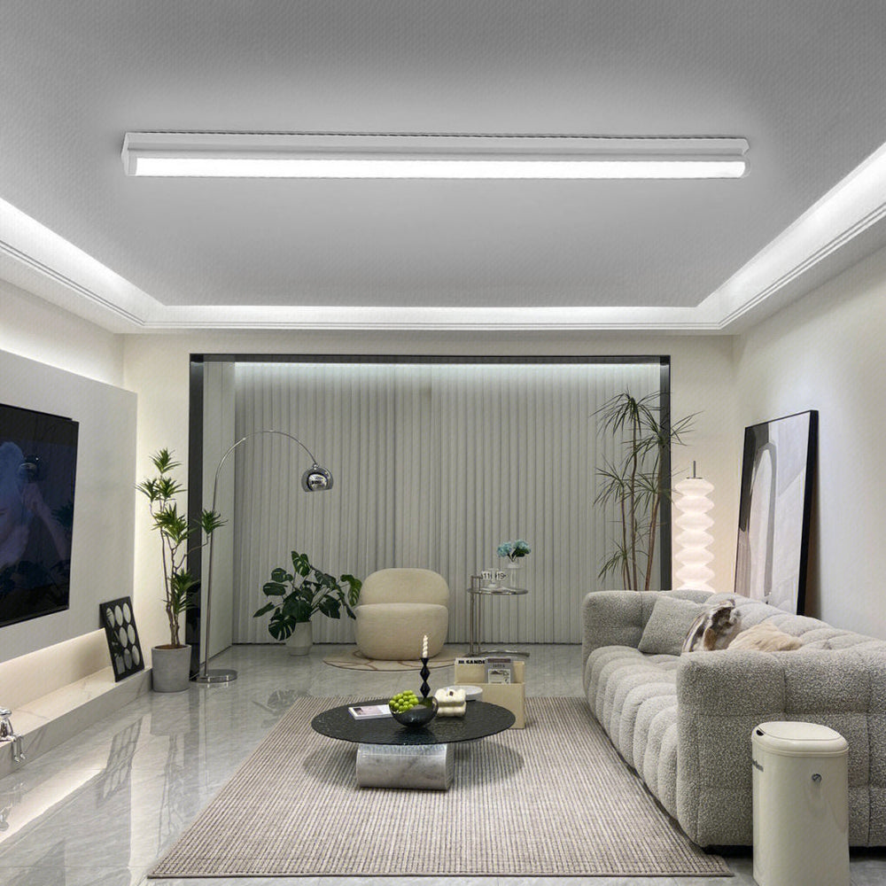 24'' / 30'' Rectangular LED Modern Flush Mount Lighting – White or Black Finish