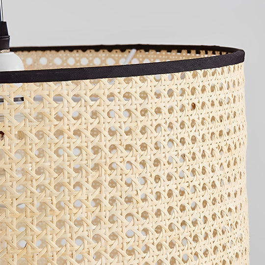 Farmhouse Round Bamboo Hanging Pendant Light – Kitchen & Dining Room Ceiling Fixture