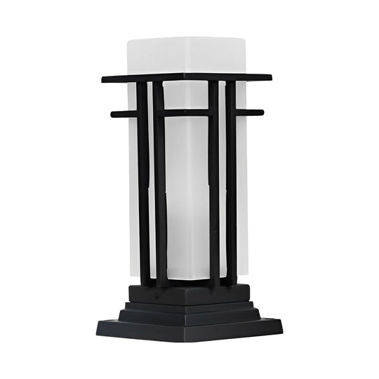 Black Retro Aluminum Outdoor Path Lights with Frosted Glass