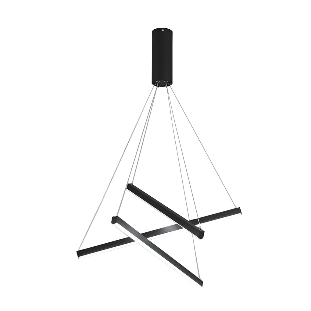 Minimalist Strip – Stepless Dimming LED Black Modern Chandelier with Remote