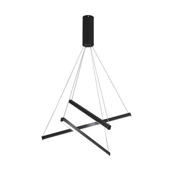 Minimalist Strip – Stepless Dimming LED Black Modern Chandelier with Remote