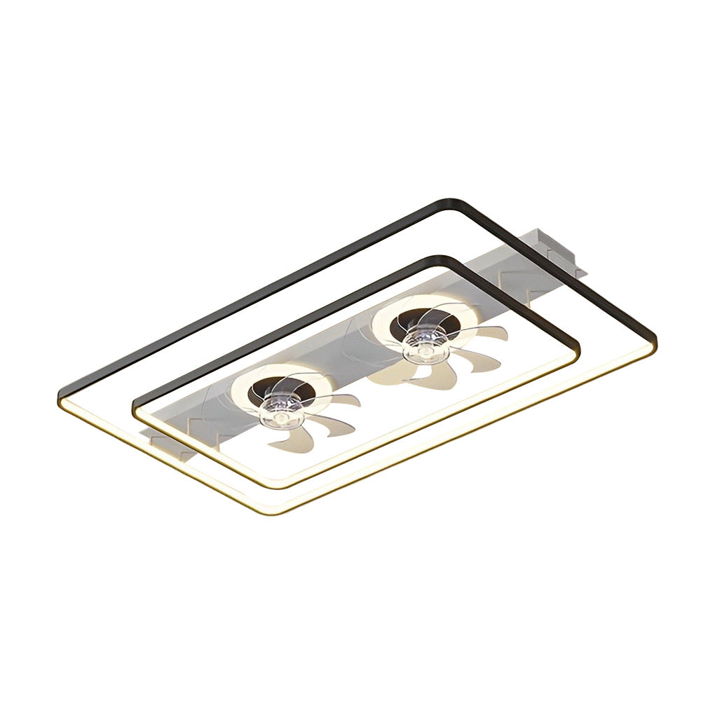 Rectangular LED Dual-Fan Nordic Bladeless Ceiling Fan