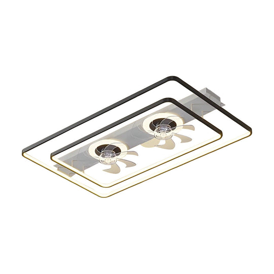 Rectangular LED Dual-Fan Nordic Bladeless Ceiling Fan