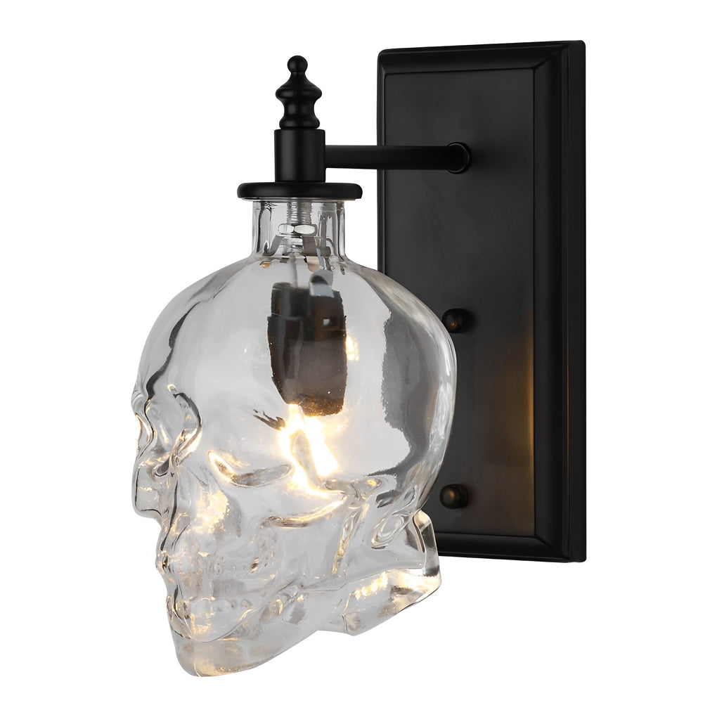 Retro Glass Skull Head LED Decorative Wall Lamp