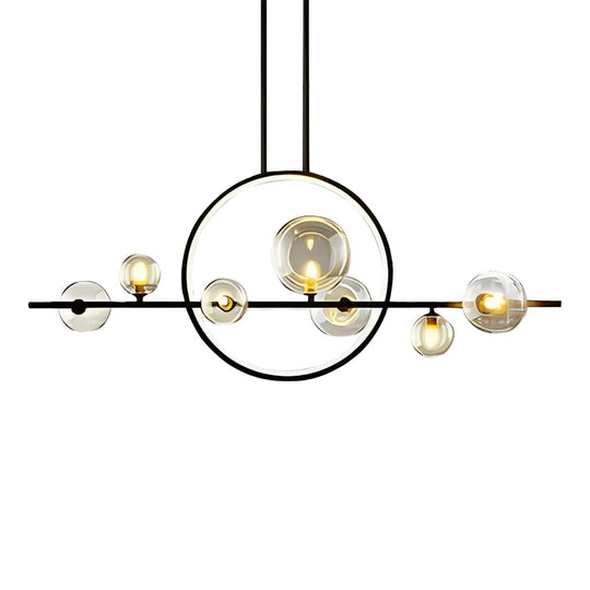 Moon Glass Bubbles LED Black Postmodern Dining Room Chandelier