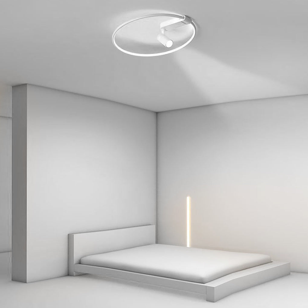 16" Round Dimmable Flush Mount Ceiling Light with Adjustable Spotlight