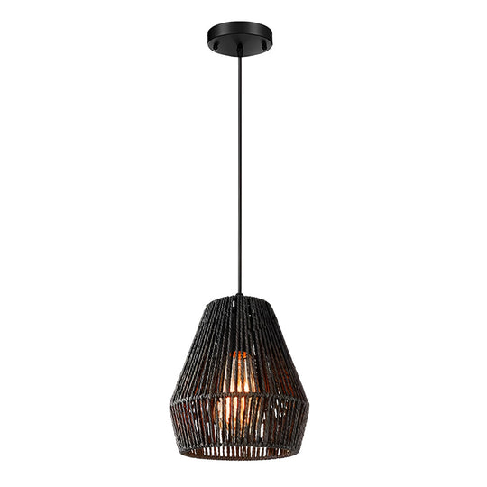 Minimalist Paper Rattan Handmade Black Japanese-style Pendant Light