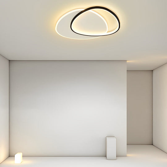 White & Black Unique Circle LED Flush Mount Ceiling Light