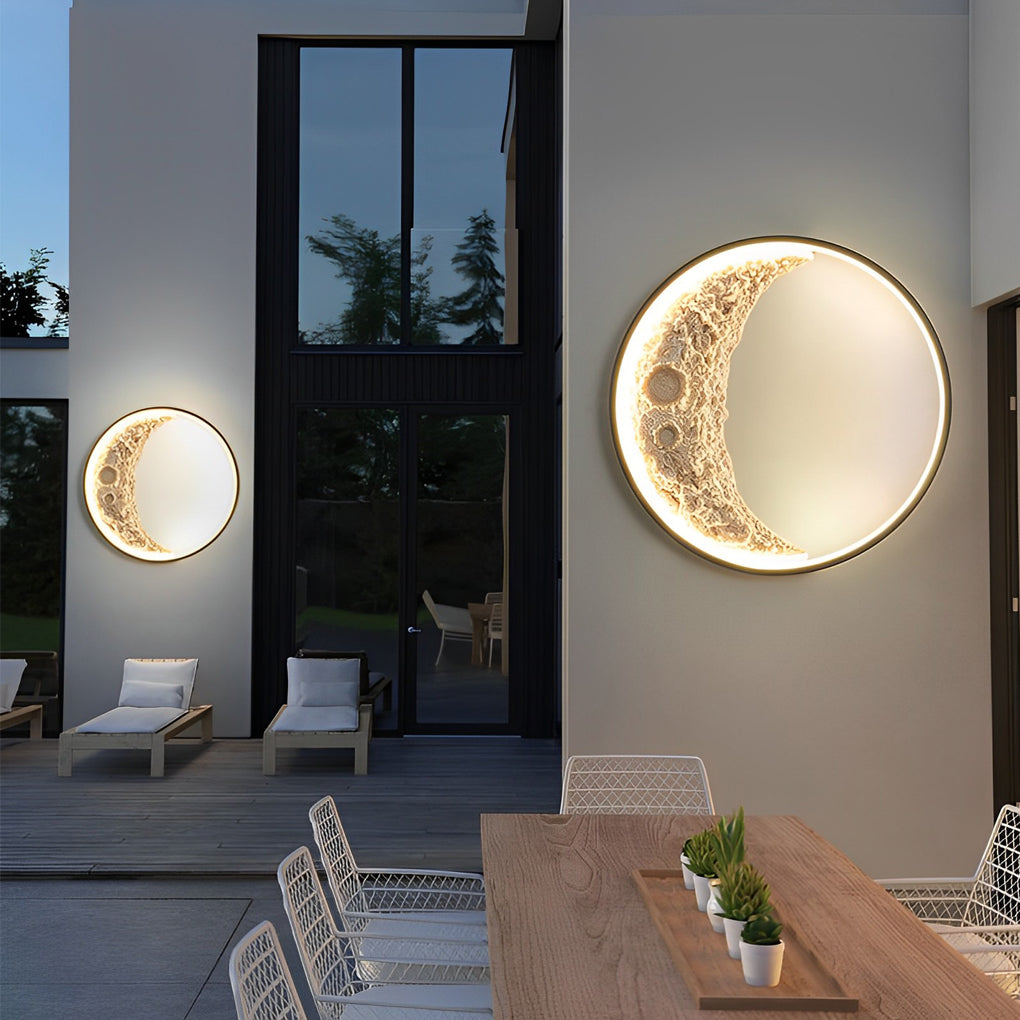 Crescent Moon Resin LED Outdoor Wall Light