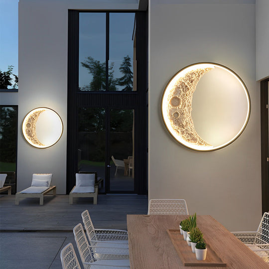 Crescent Moon Resin LED Outdoor Wall Light